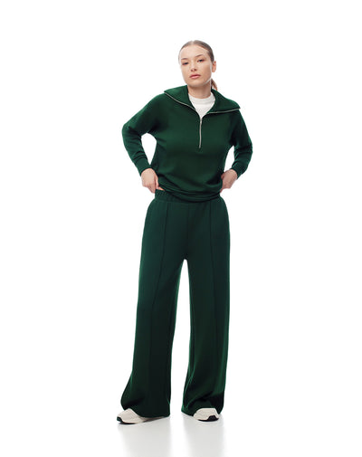 Pantalón tiro alto verde mujer