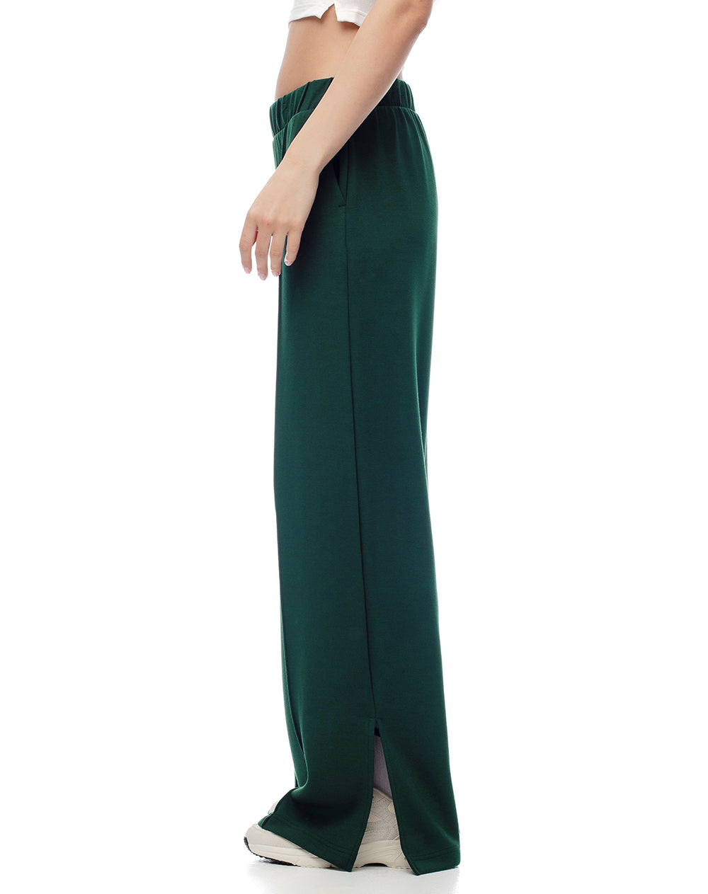 Pantalón tiro alto verde mujer