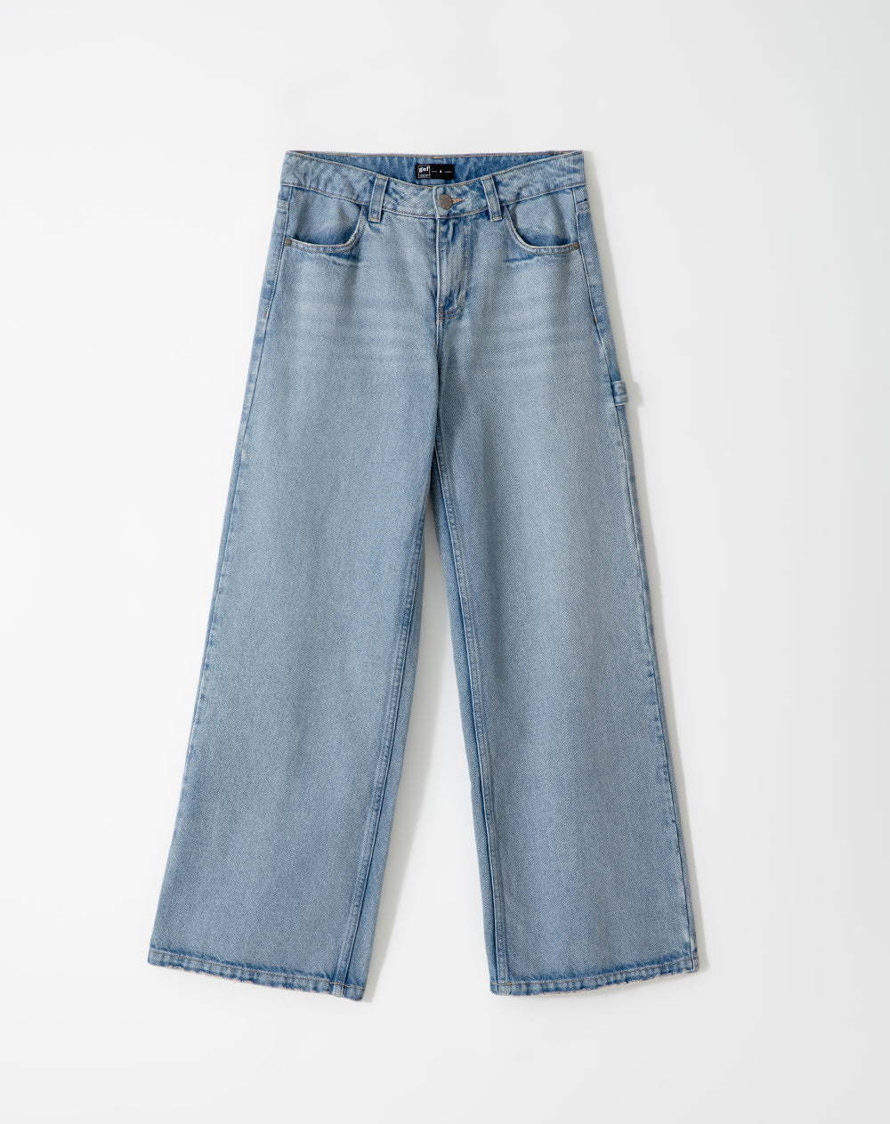 Jean wide leg tiro medio 4 bolsillos indigo medio para mujer