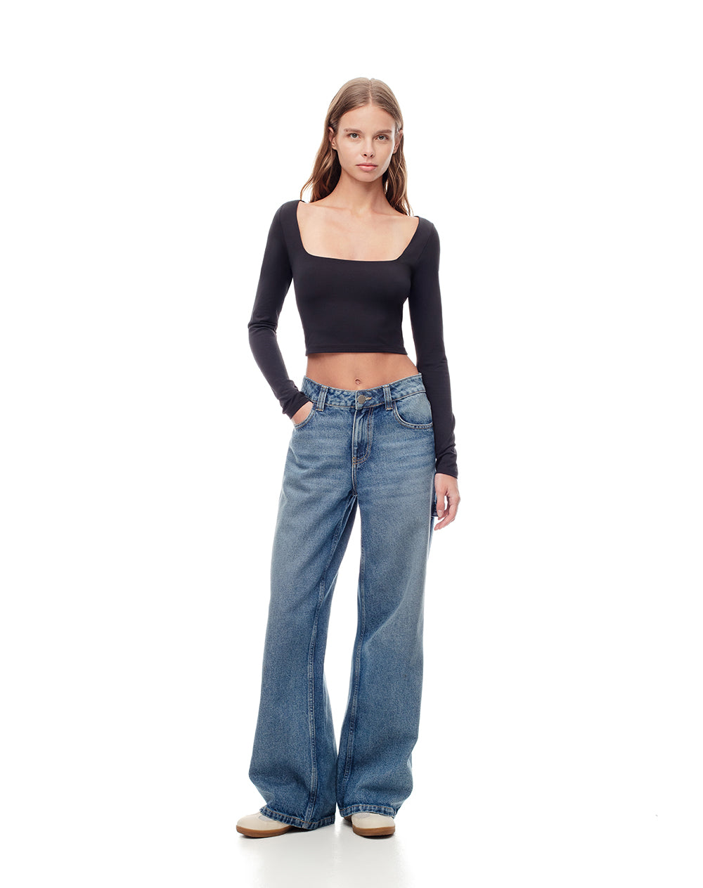 Jean regular fit tiro medio indigo