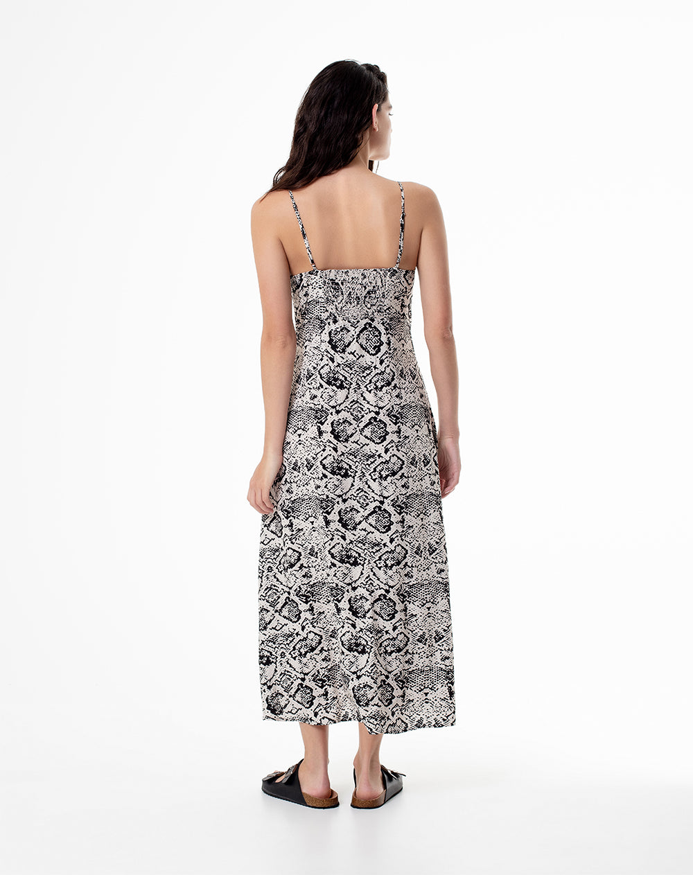 Vestido largo crudo estampado