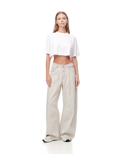 Jean baggy fit tiro medio denim gris