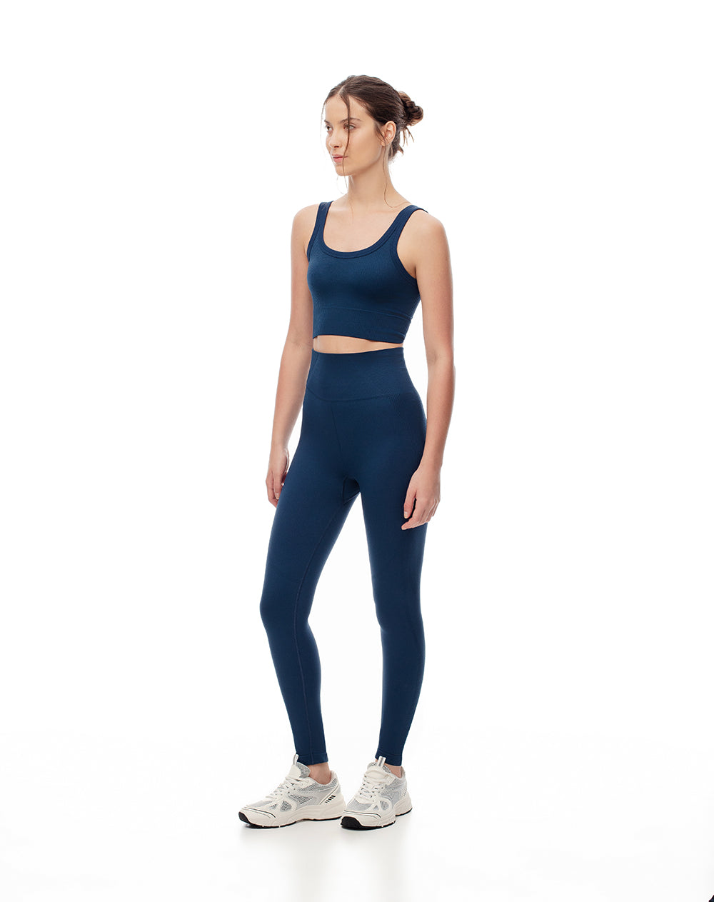 Crop top deportivo seamless azul mujer