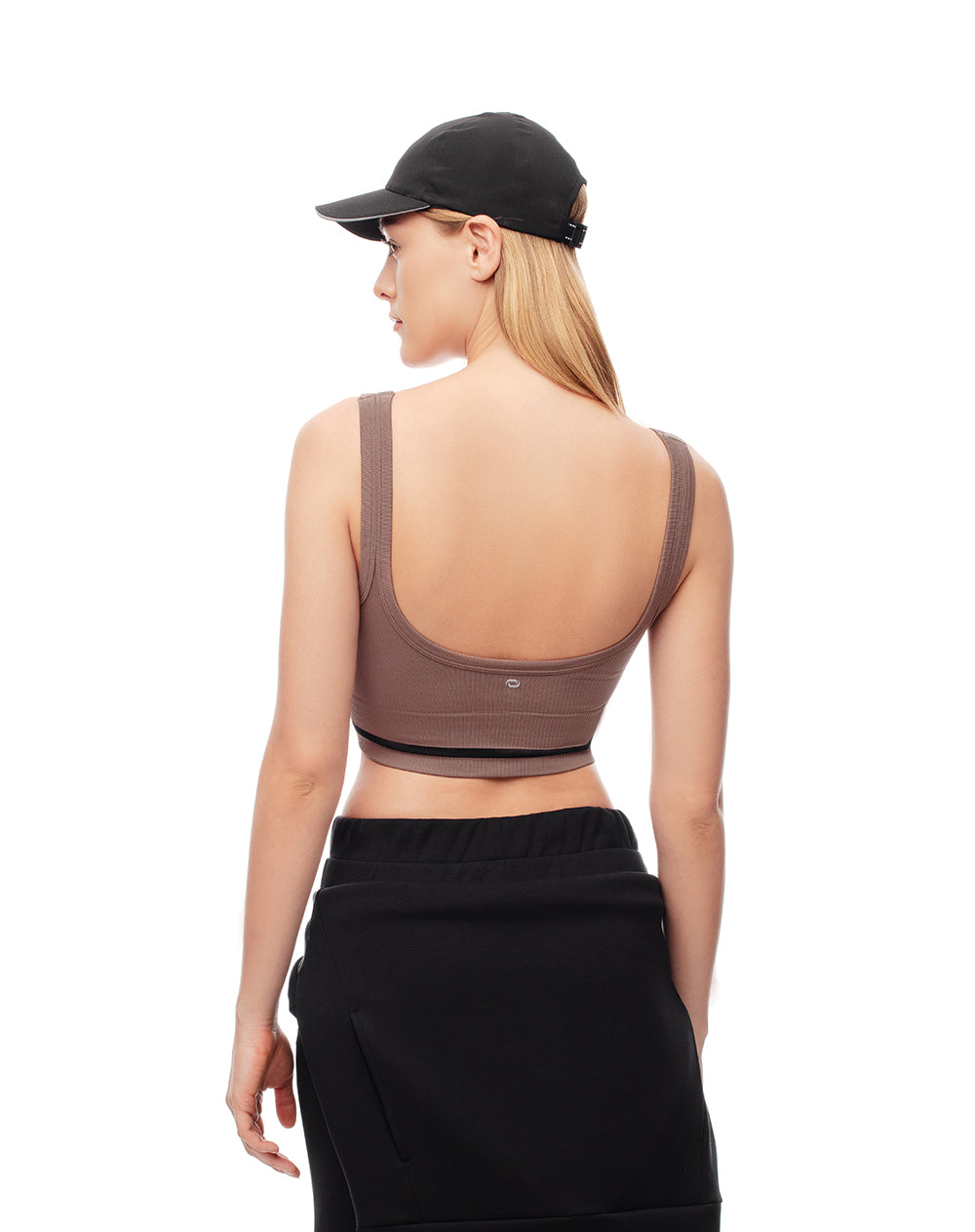 Crop top deportivo seamless café mujer