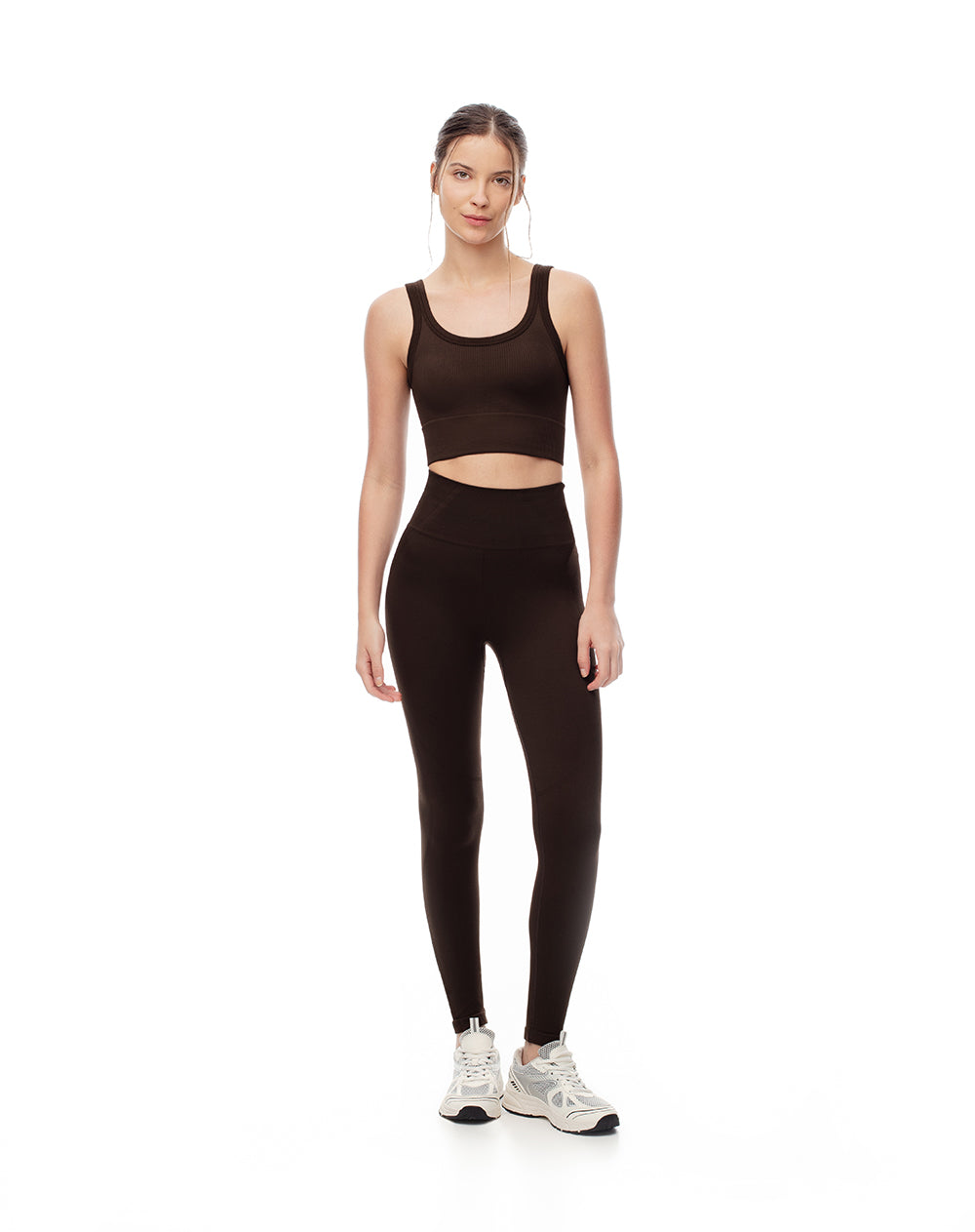 Crop top deportivo seamless chocolate mujer
