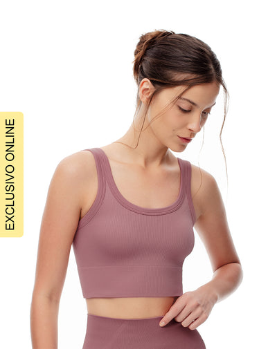 Camiseta cropped fit malva