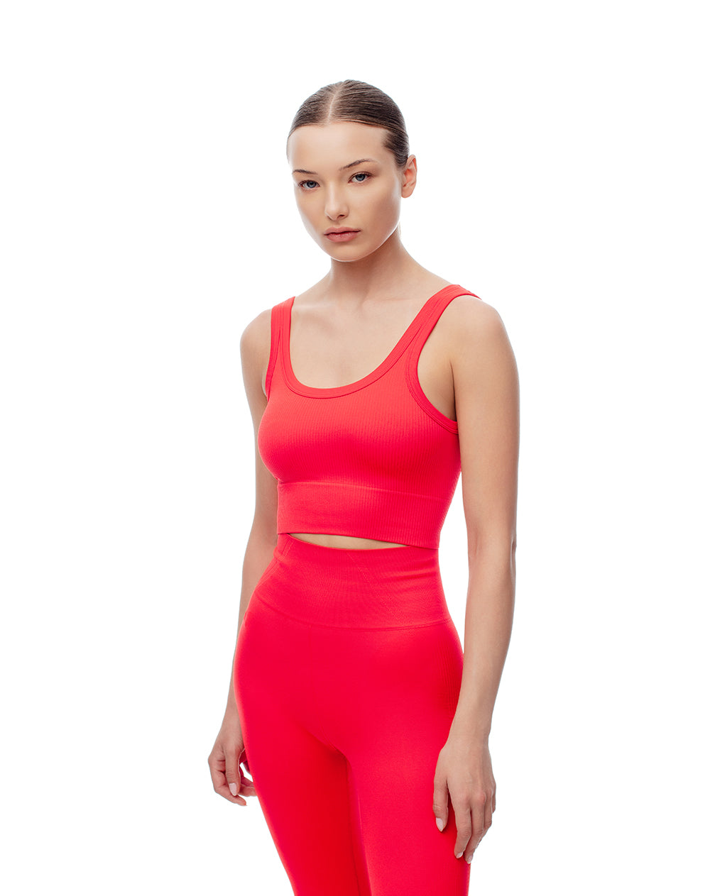 Crop top deportivo seamless rojo mujer