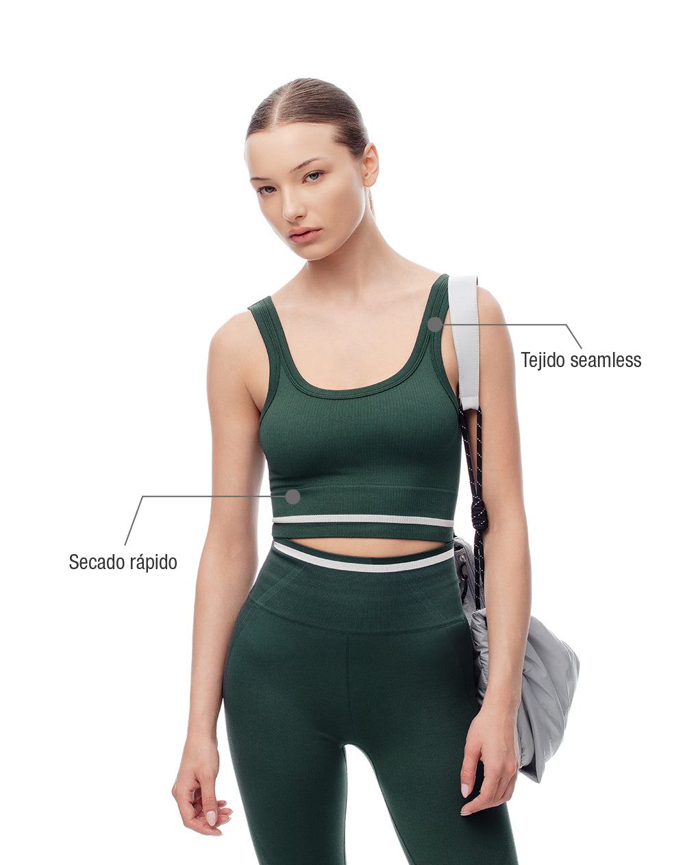 Crop top deportivo seamless verde mujer