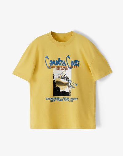 Camiseta regular fit manga corta amarilla