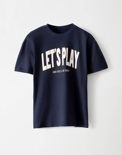 Camiseta regular algodón azul estampada niño