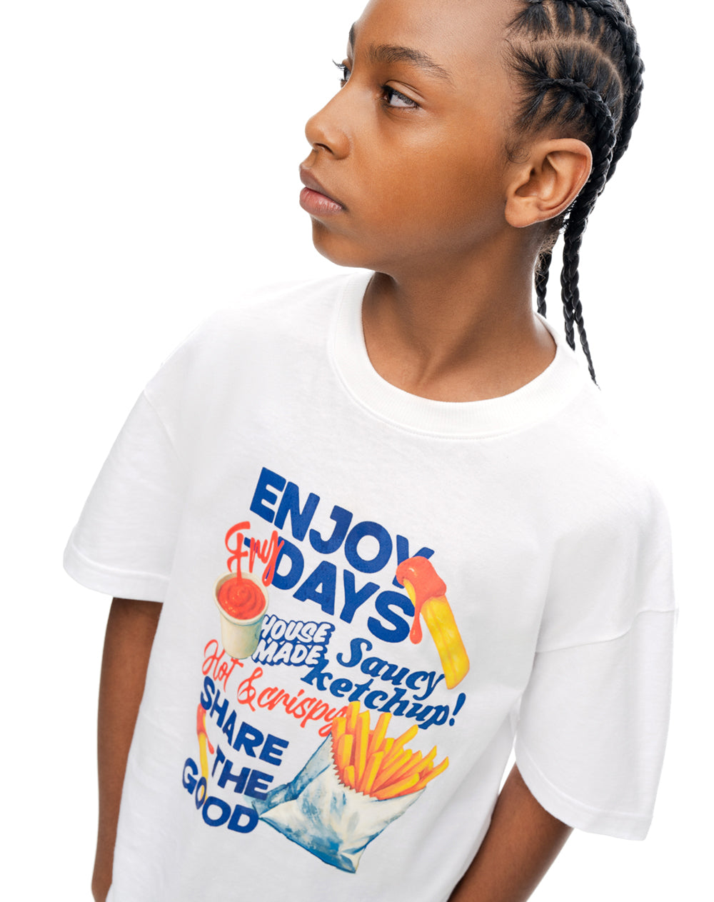 Camiseta regular manga corta blanca niña