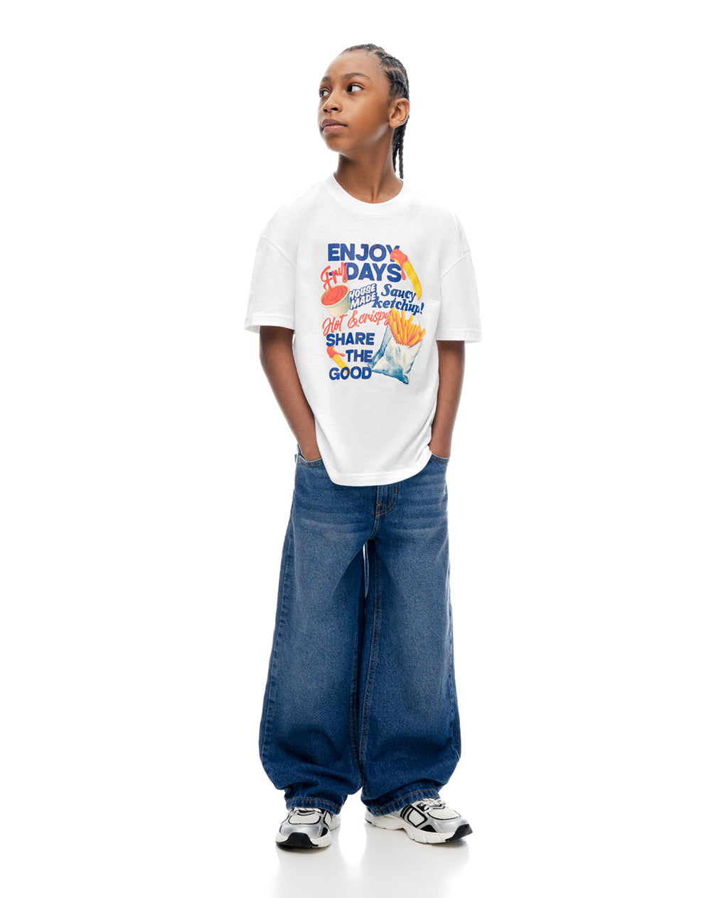 Camiseta regular manga corta blanca niña