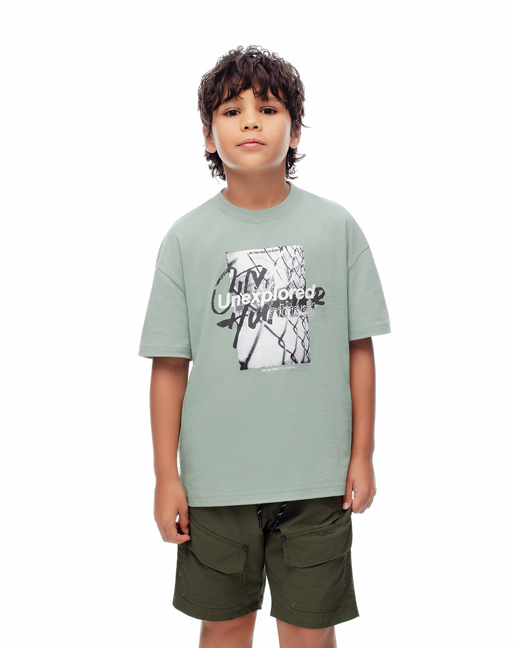 Camiseta regular algodón verde niño