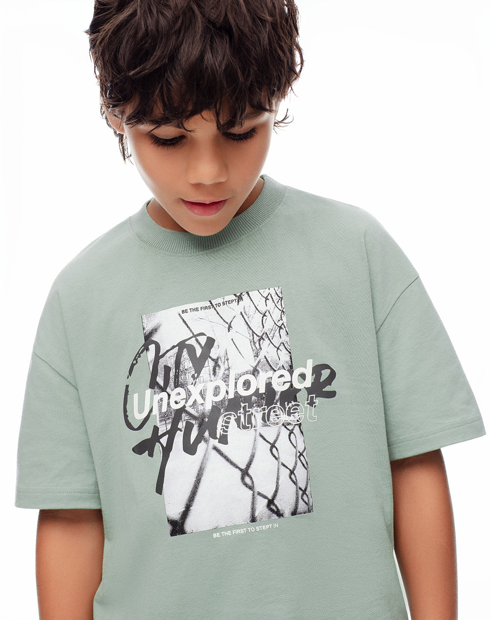 Camiseta regular algodón verde niño