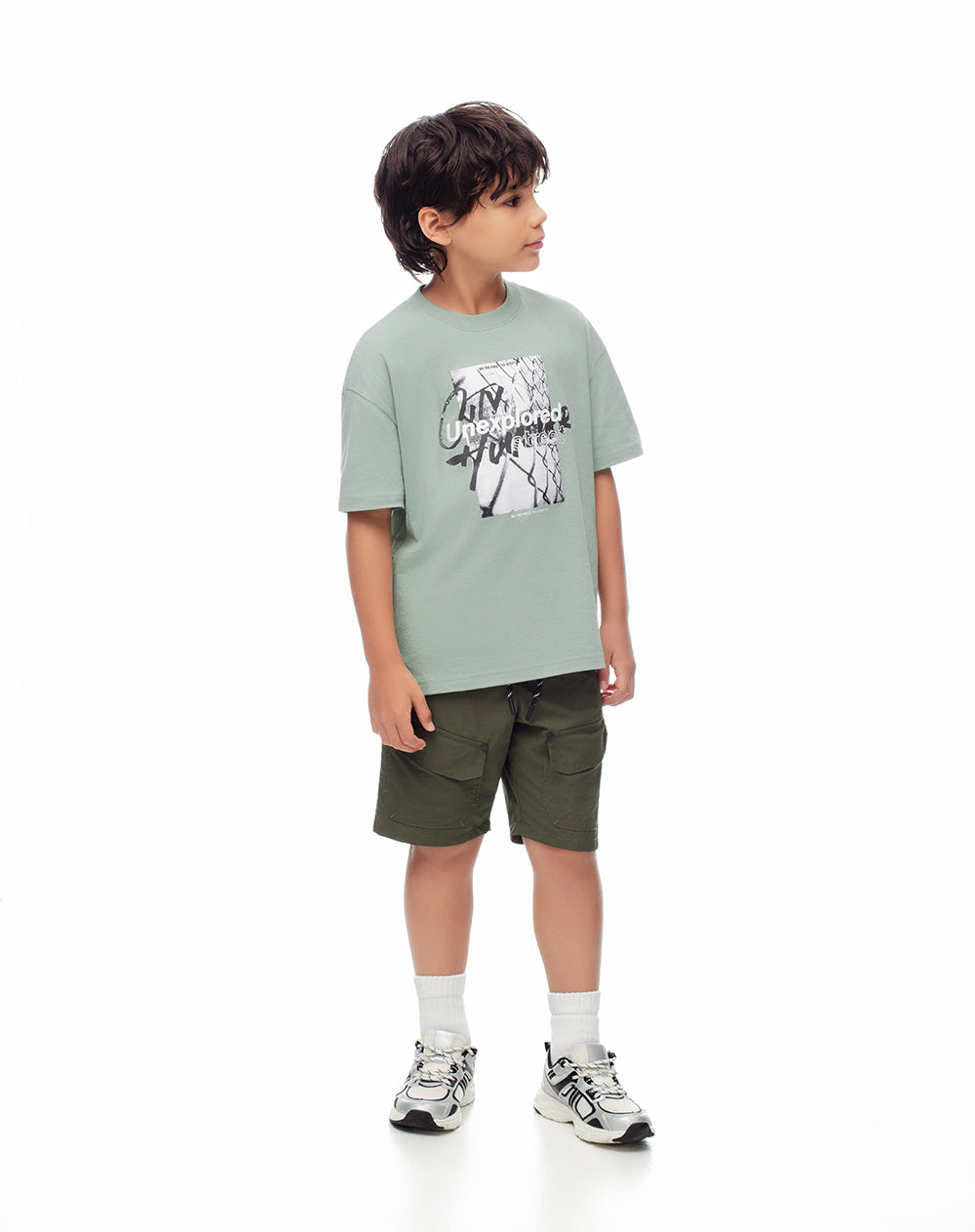 Camiseta regular algodón verde niño