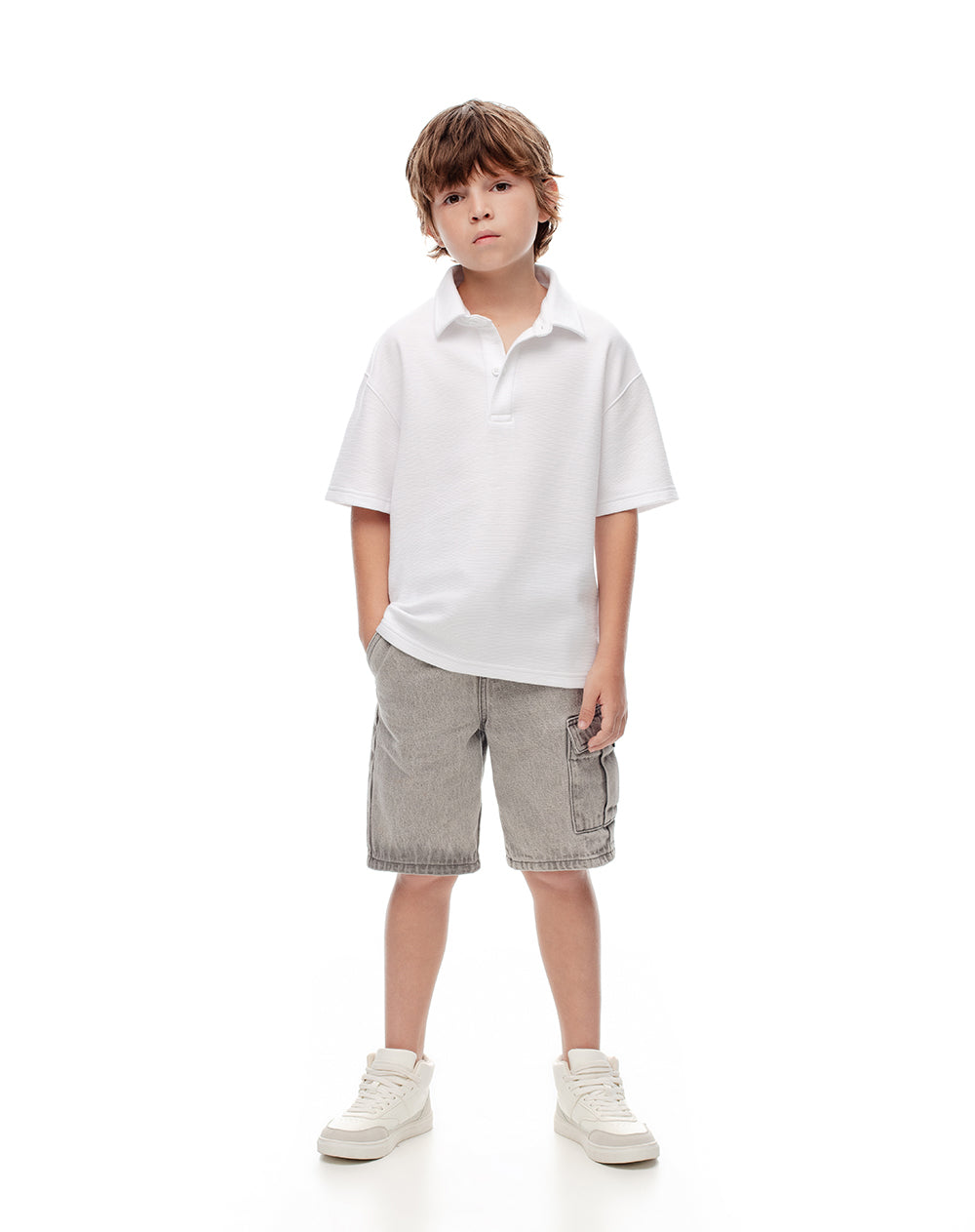 Polo regular blanca niño