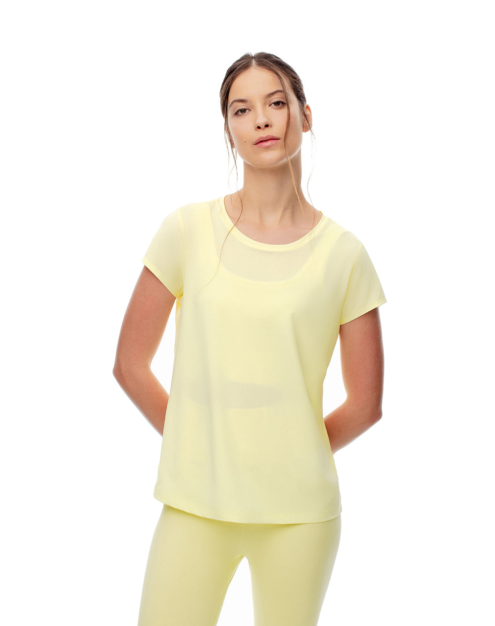 Camiseta deportiva secado rápido amarilla mujer