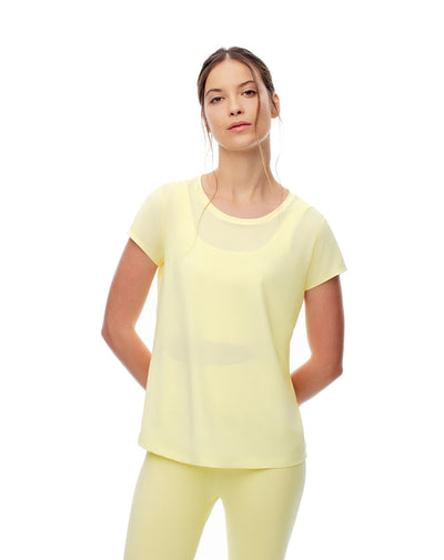Camiseta deportiva secado rápido amarilla mujer