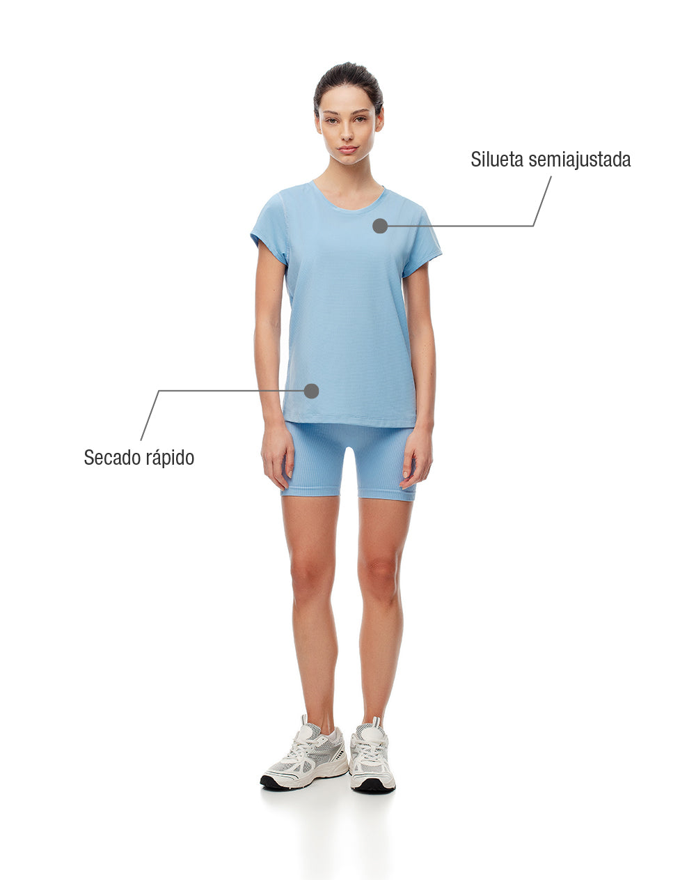 Camiseta deportiva secado rápido azul mujer