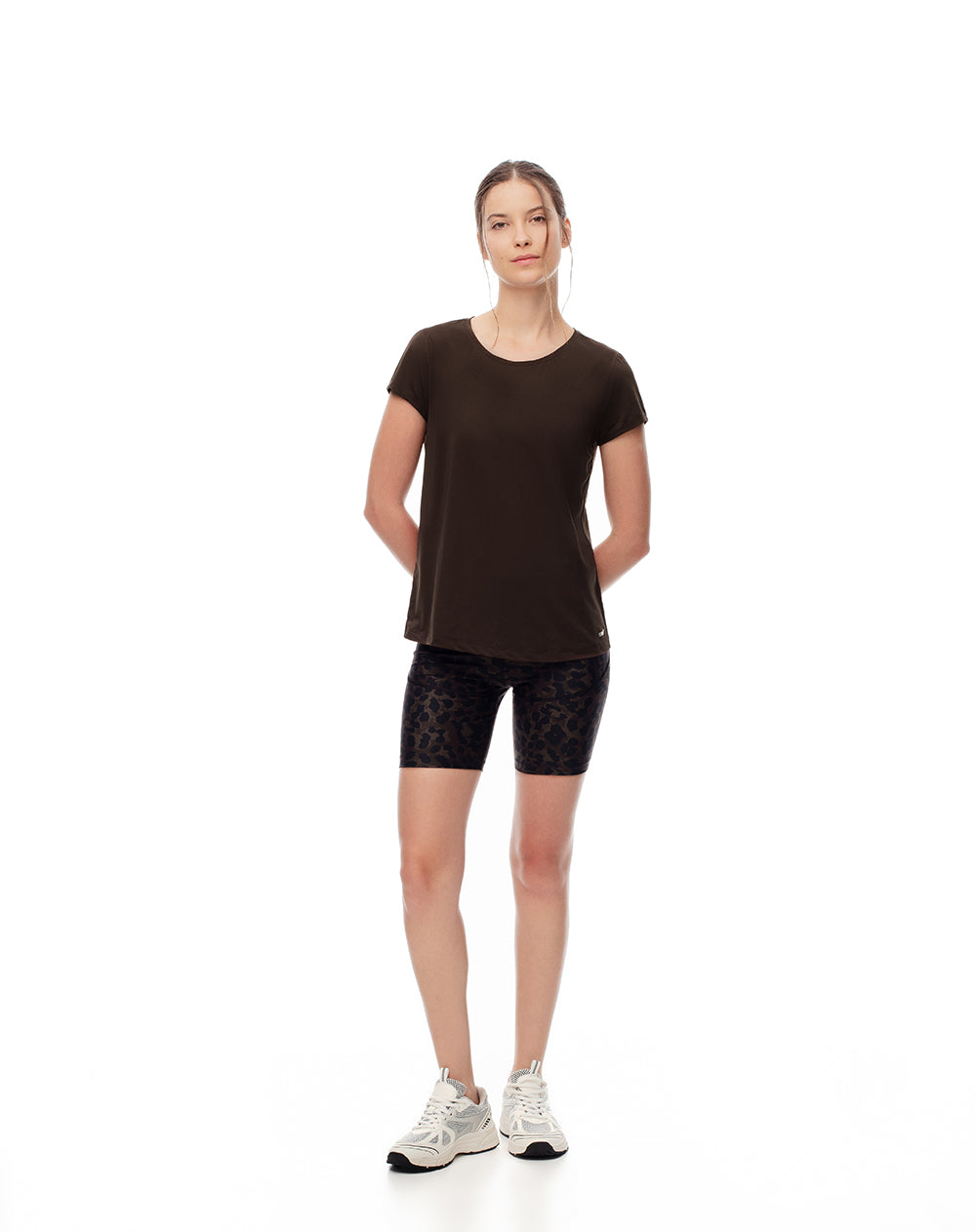 Camiseta deportiva secado rápido chocolate mujer