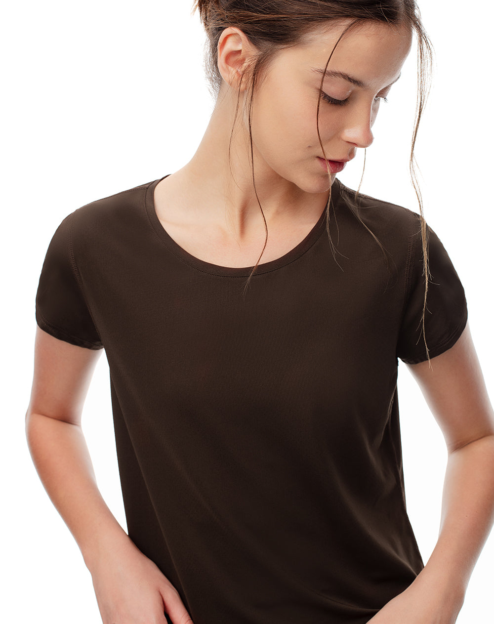 Camiseta deportiva secado rápido chocolate mujer