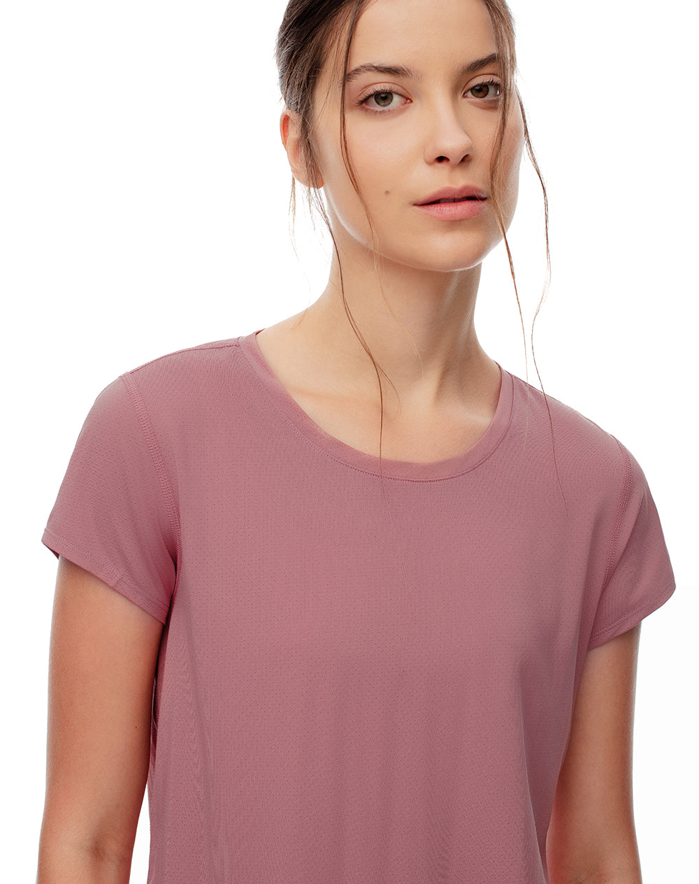 Camiseta deportiva secado rápido malva mujer