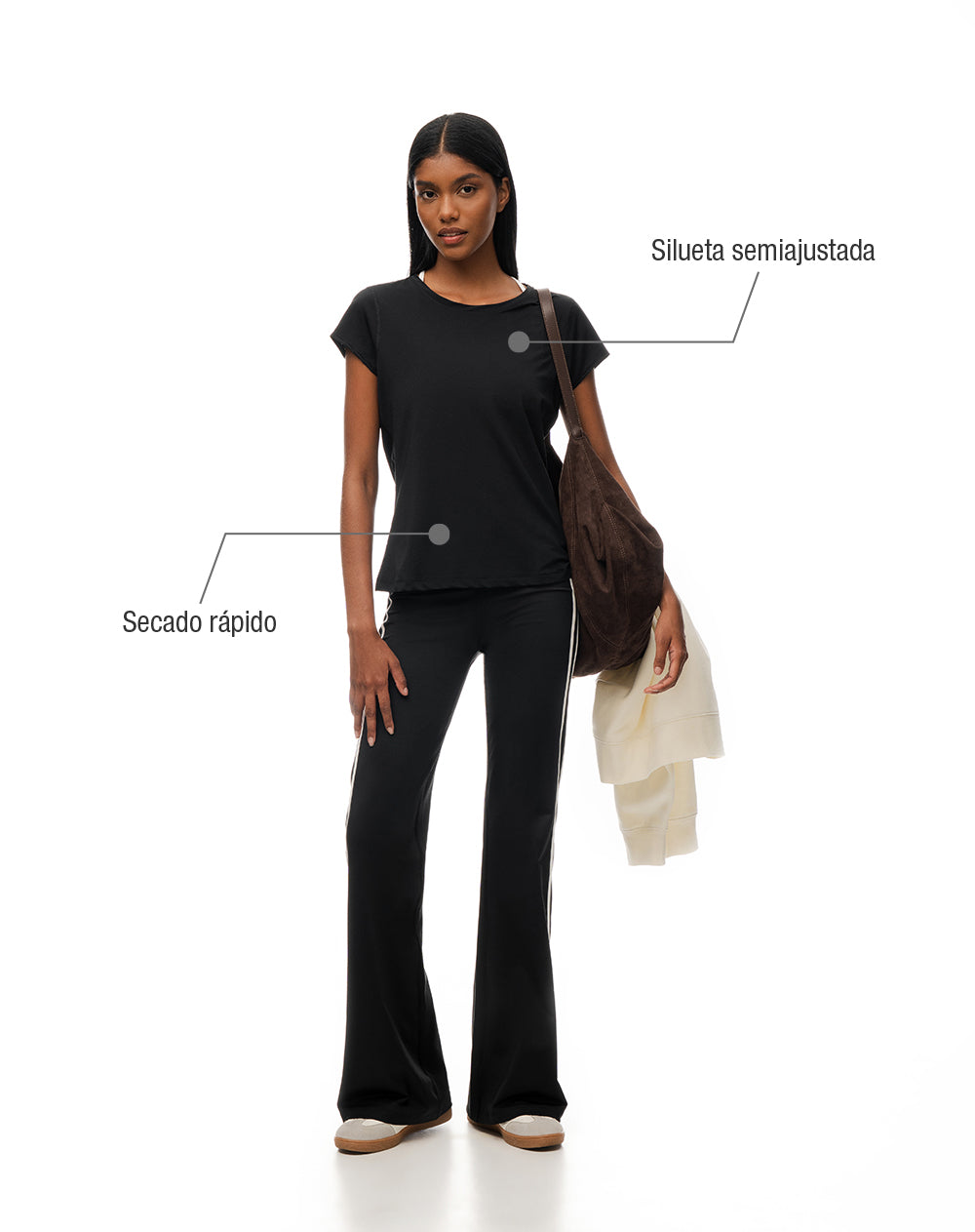 Camiseta deportiva secado rápido negra mujer