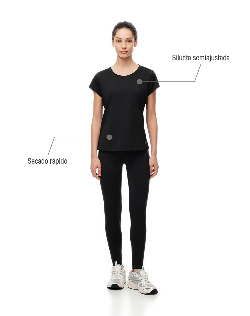 Camiseta deportiva secado rápido negra mujer