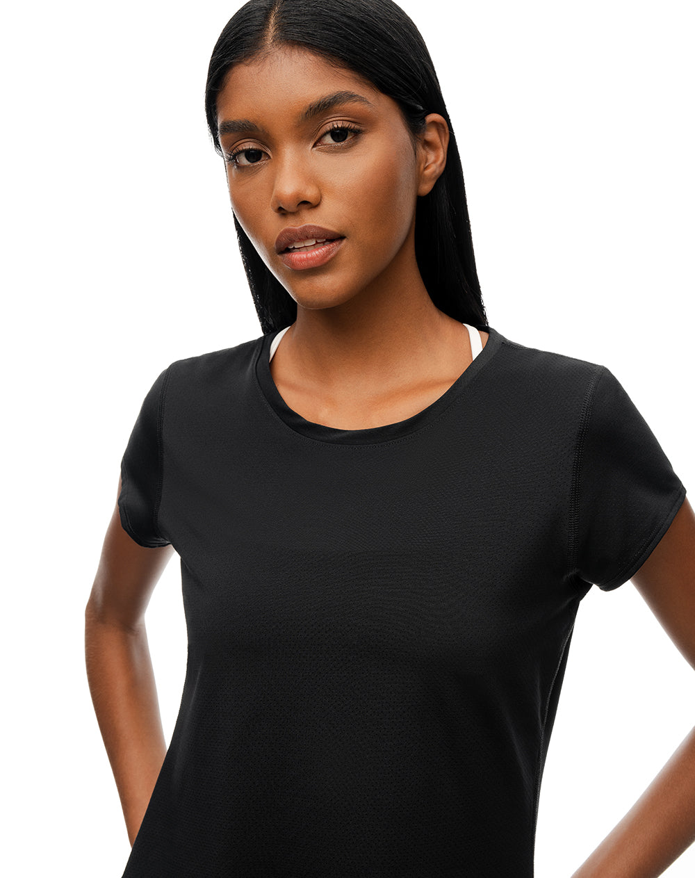 Camiseta deportiva secado rápido negra mujer