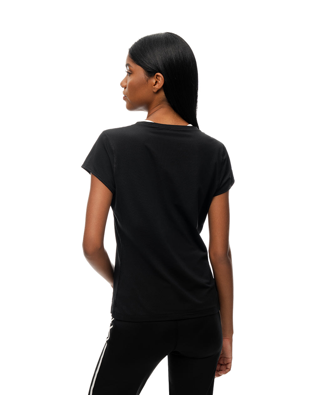 Camiseta deportiva secado rápido negra mujer