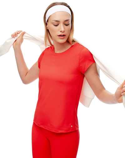 Camiseta deportiva secado rápido roja mujer