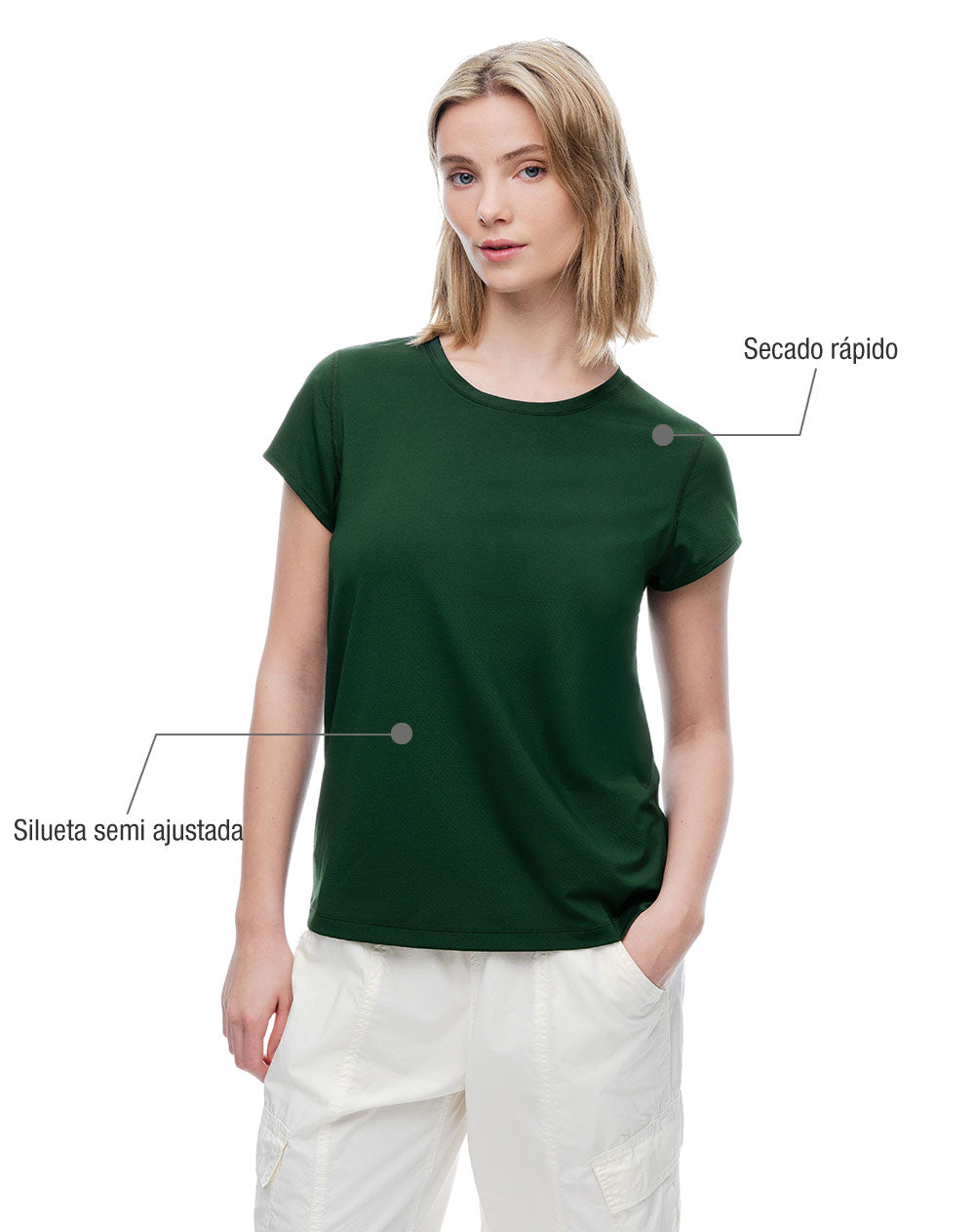 Camiseta deportiva secado rápido verde mujer