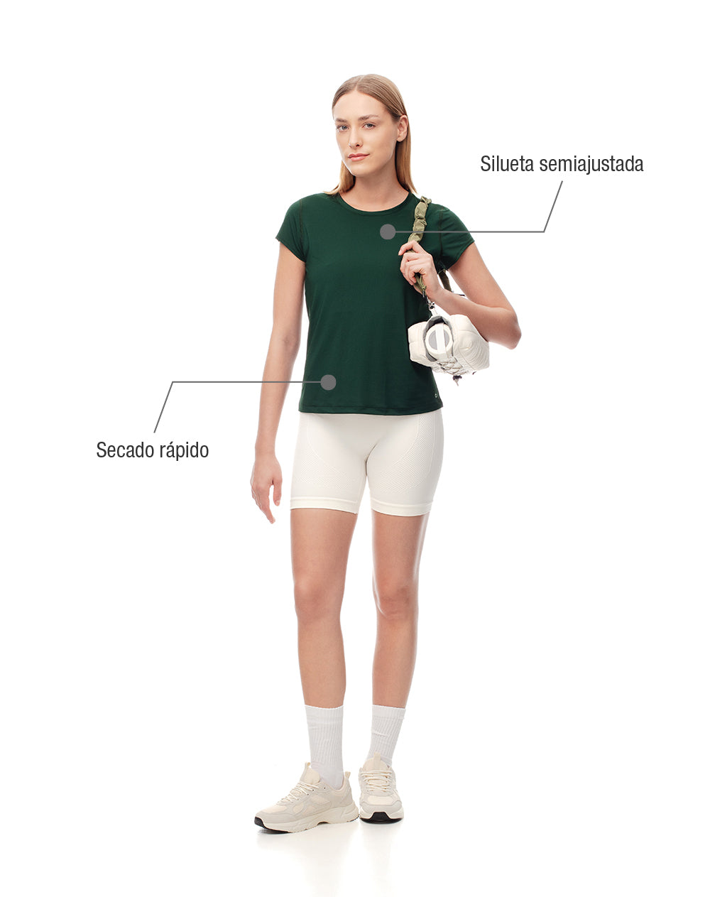 Camiseta deportiva secado rápido verde mujer