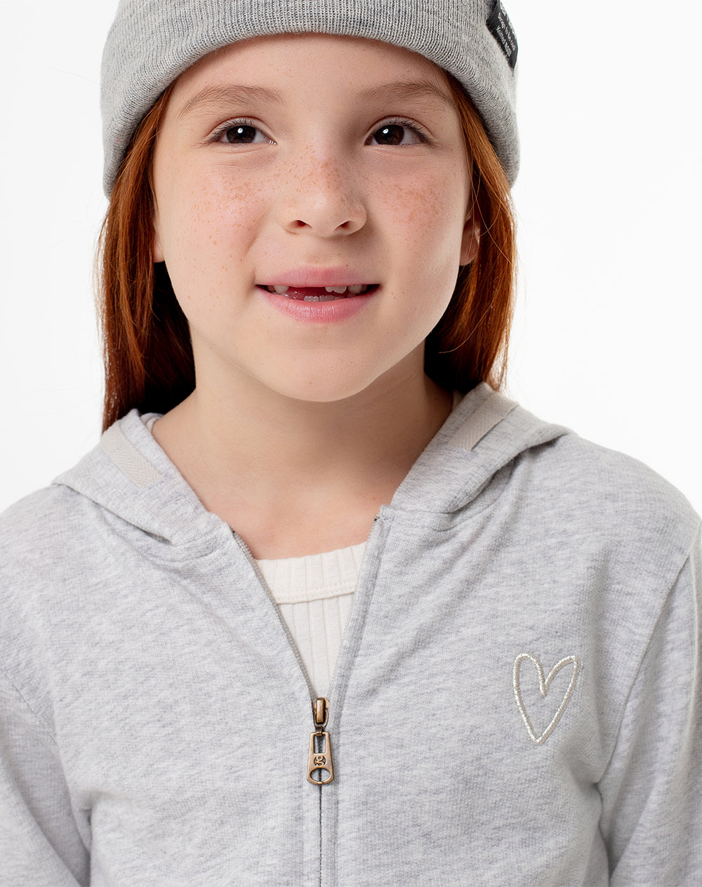 Chaqueta regular fit con capucha gris jaspeada