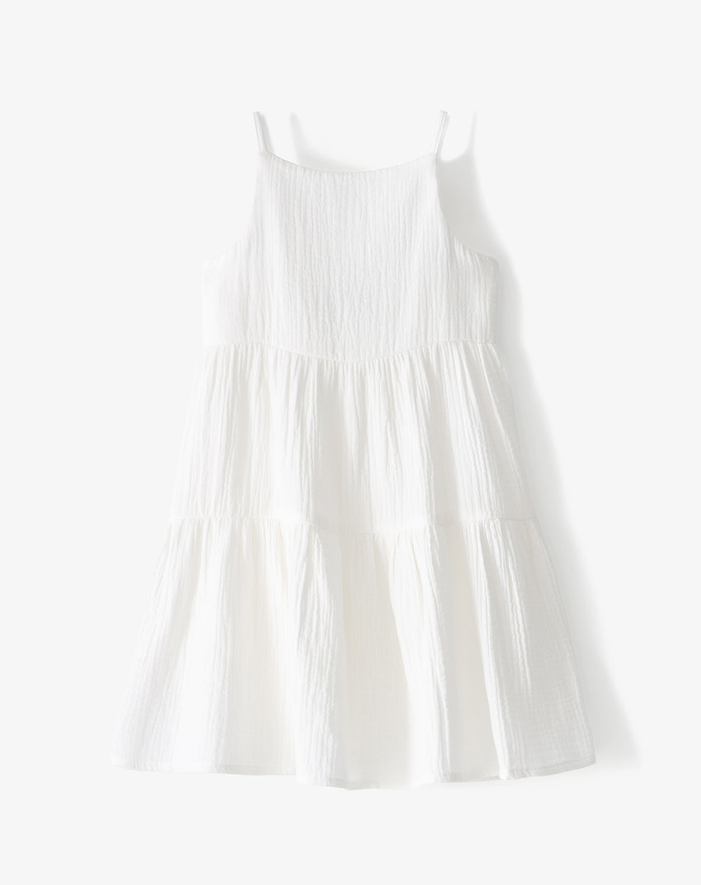 Vestido corto bloques algodón blanco niña