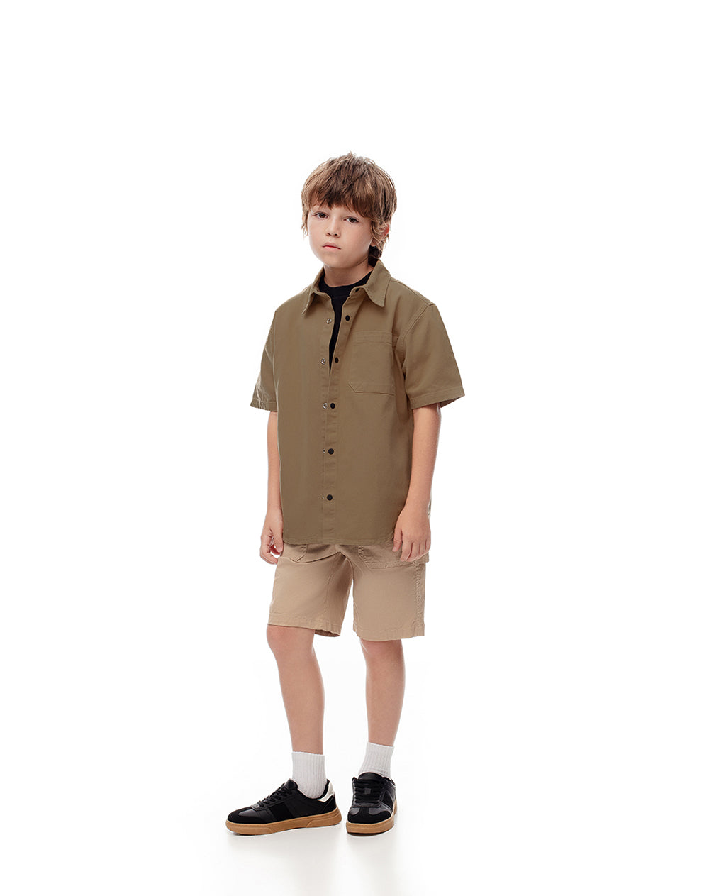 Camisa regular fit manga corta habana