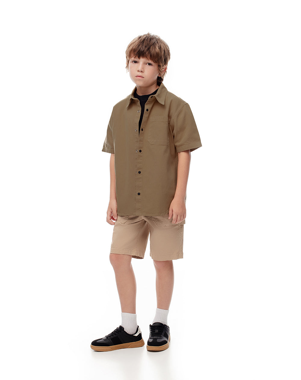 Camisa regular fit manga corta habana