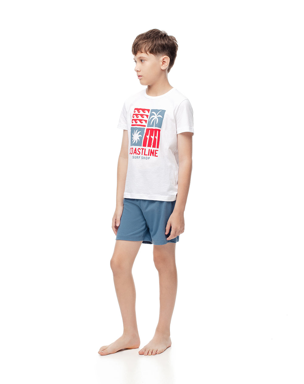 Pijama regular fit manga corta azul