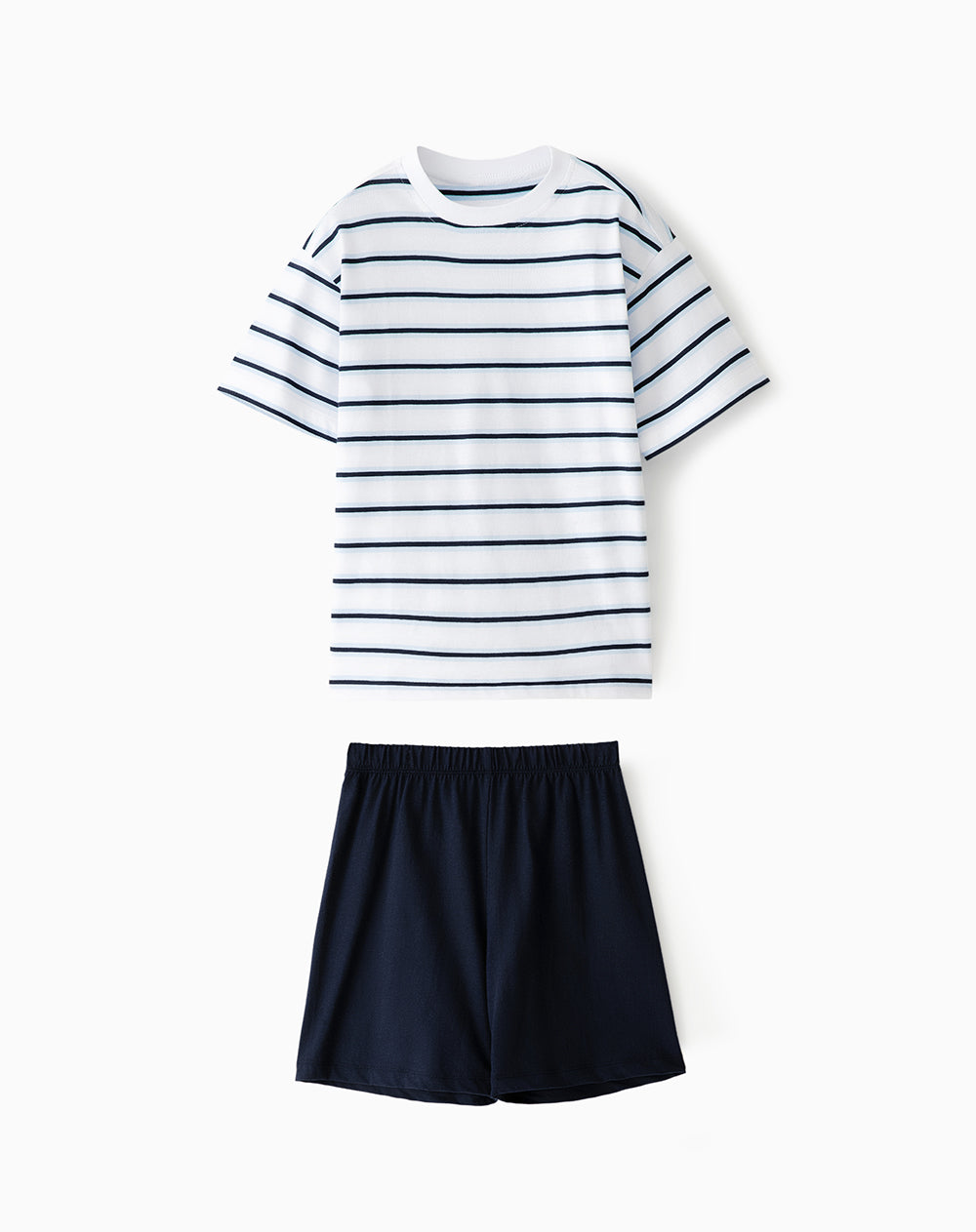 Pijama regular fit manga corta azul con rayas