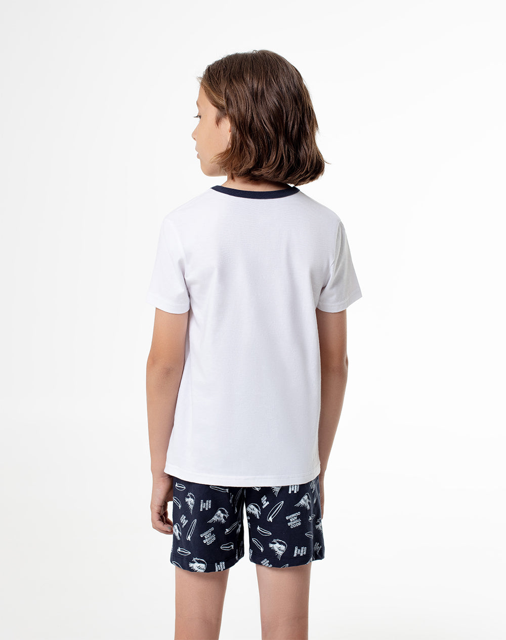 Pijama regular fit manga corta blanca