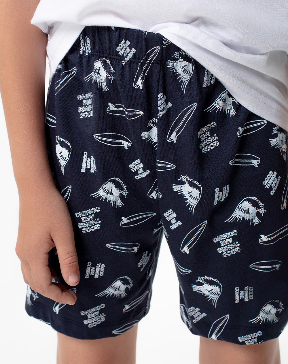 Pijama regular fit manga corta blanca