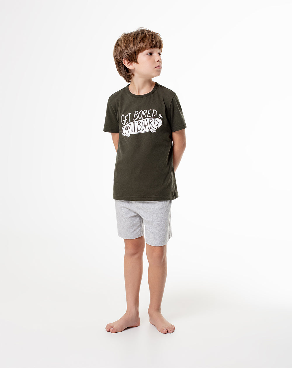 Pijama regular fit manga corta verde