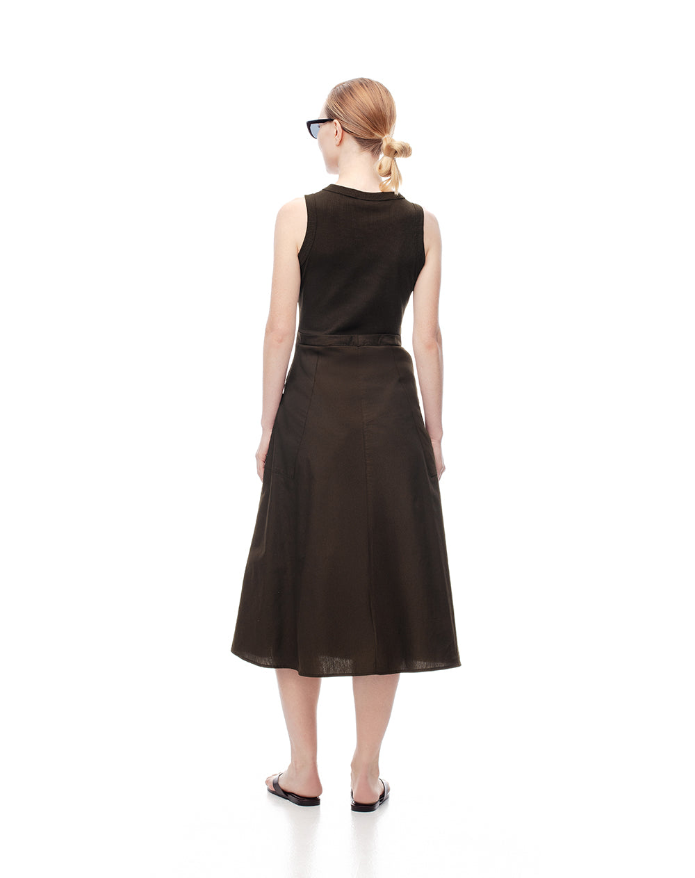 Vestido midi falda en A chocolate mujer