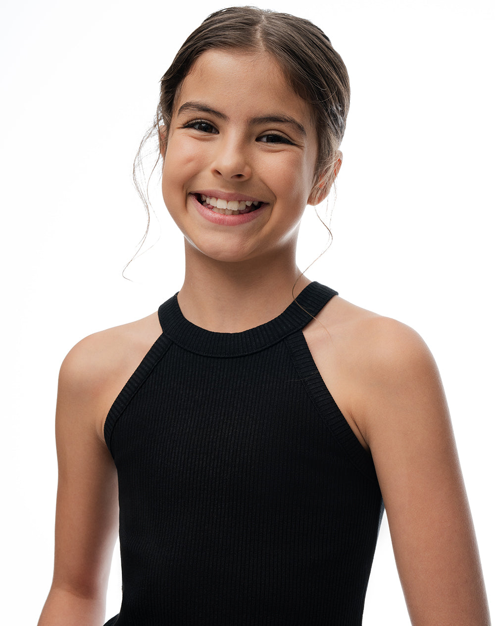 Camiseta crop slim negra niña