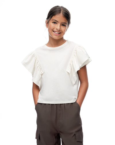 Camiseta relaxed manga corta vainilla niña