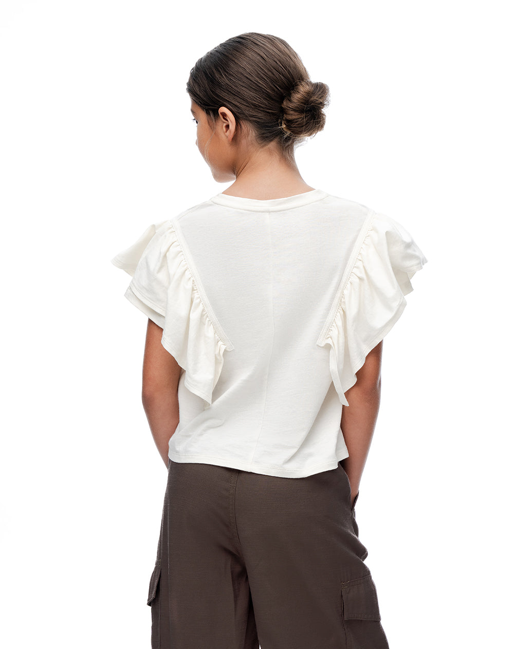 Camiseta relaxed manga corta vainilla niña