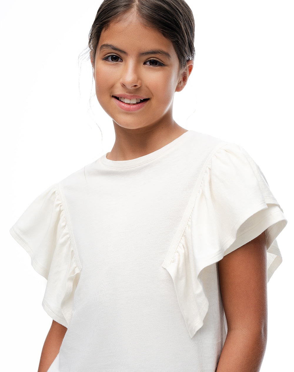 Camiseta relaxed manga corta vainilla niña