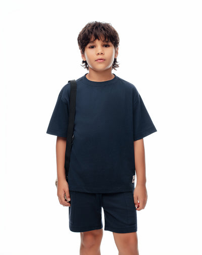 Conjunto camiseta + bermuda azul niño