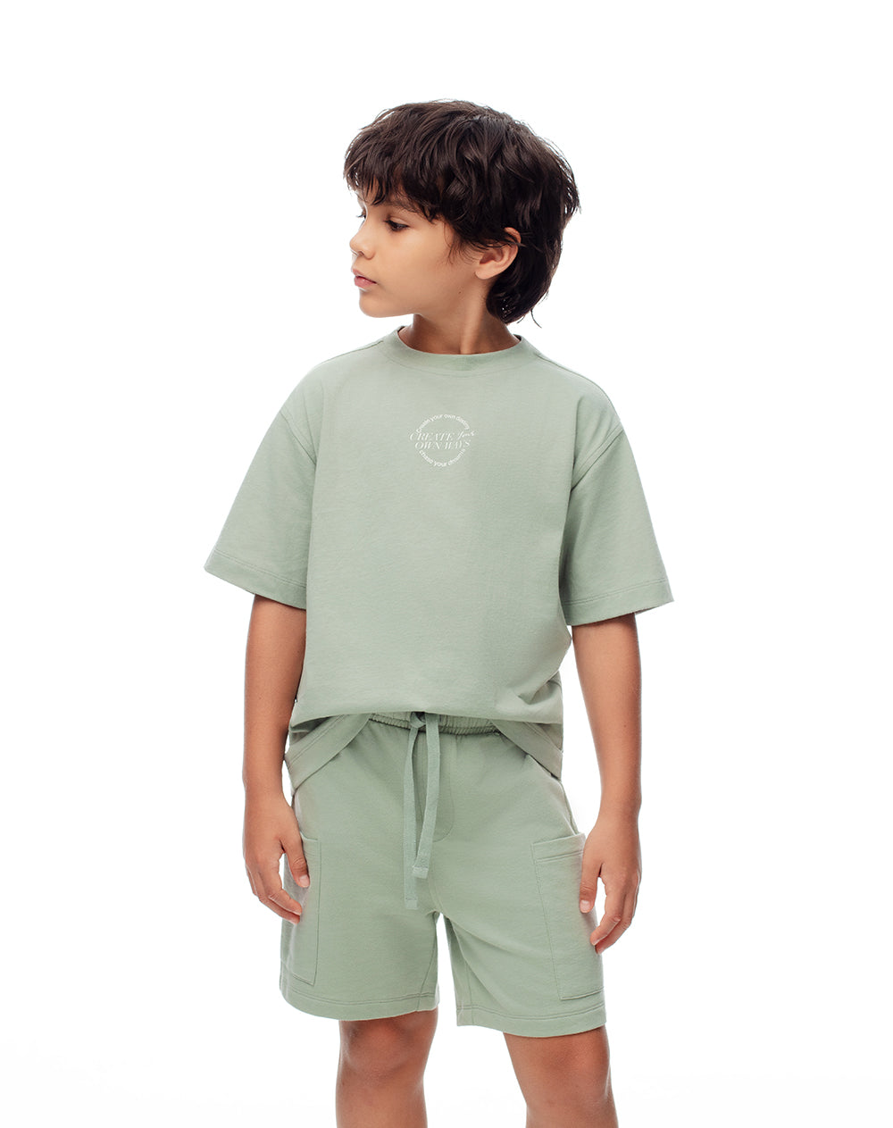 Conjunto camiseta + bermuda verde niño