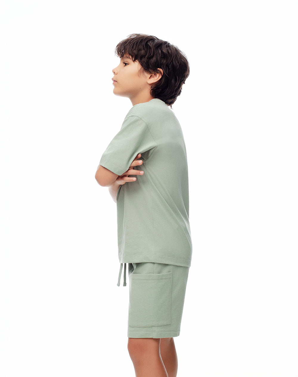 Conjunto camiseta + bermuda verde niño